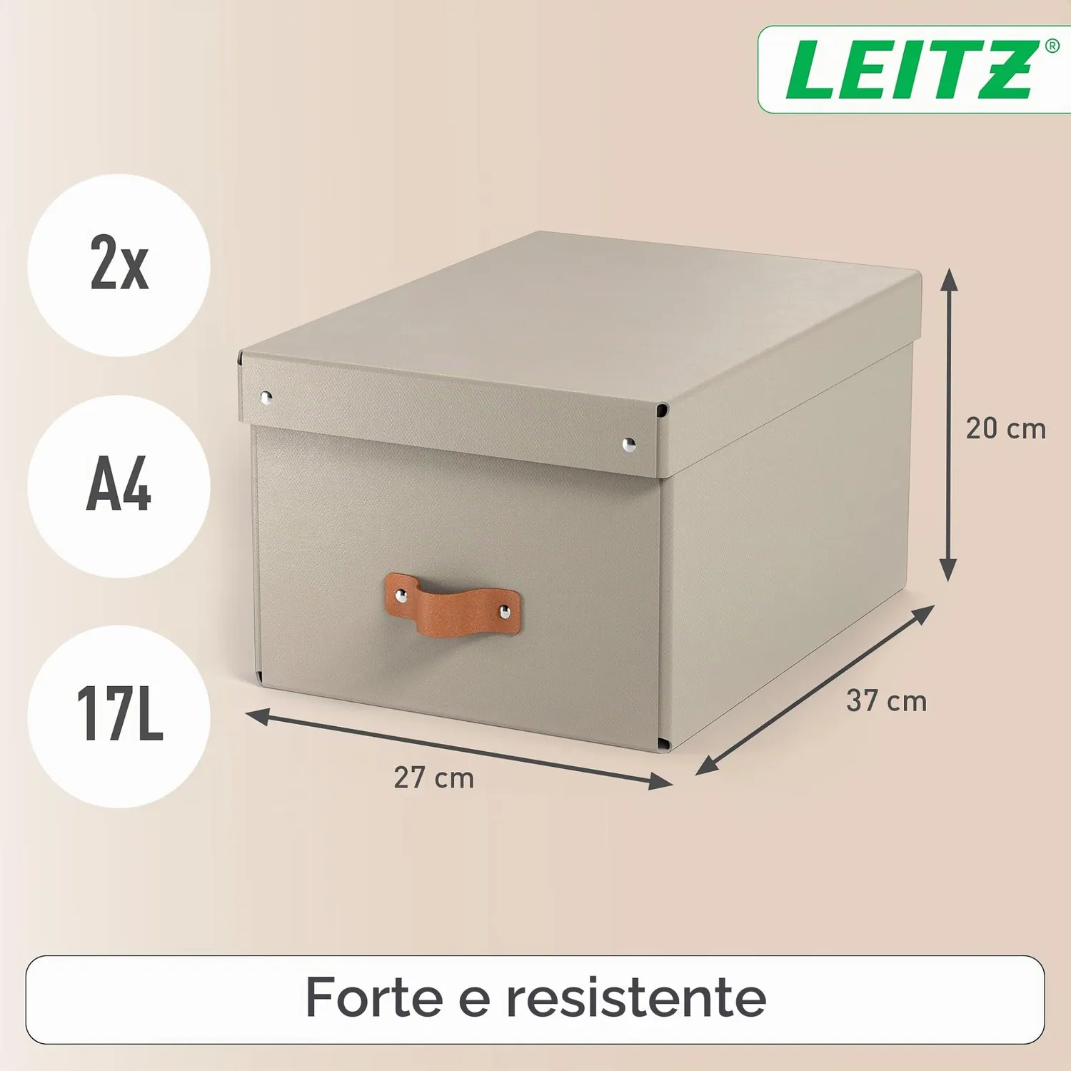 Leitz Puro Scatole Medie Portaoggetti Tortora 2 Pezzi 17 L