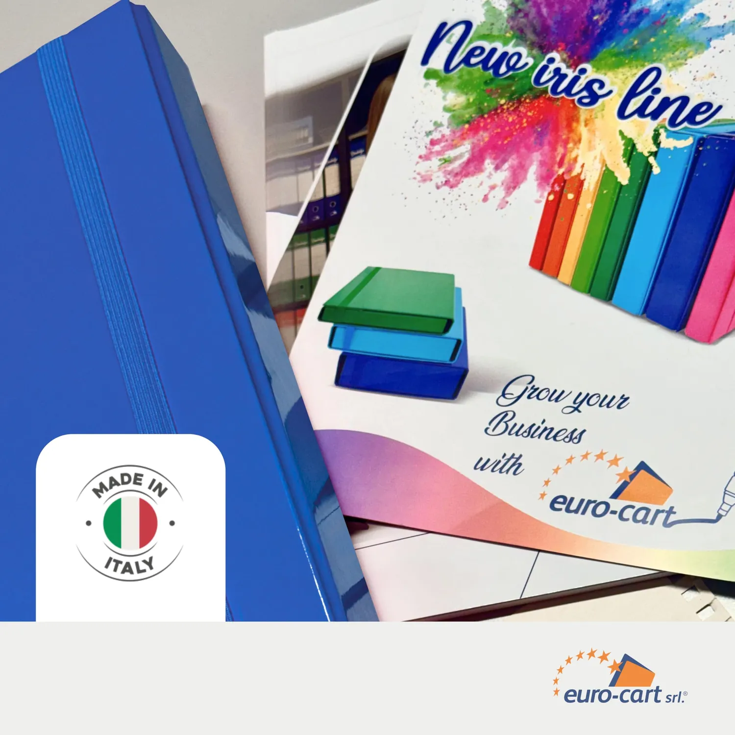 Euro-Cart Classic cartellina portadocumenti elastico blu dorso 10 cm