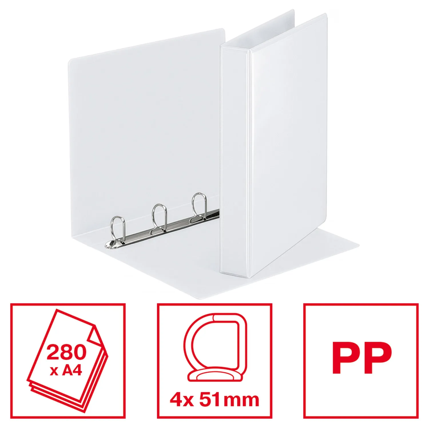 Esselte Essentials Panorama raccoglitore 4 anelli bianco dorso 5 cm 280 fogli