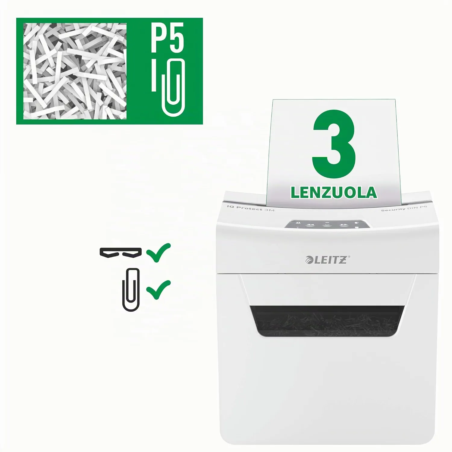 Leitz IQ Protect 80930000 distruggidocumenti micro P-5 10 litri