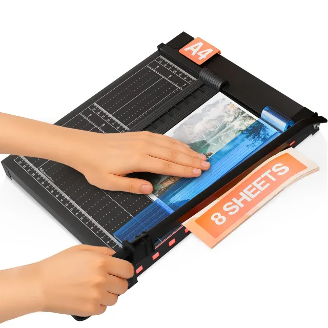 ACROPAQ taglierina carta A4 base metallo nera 8 fogli