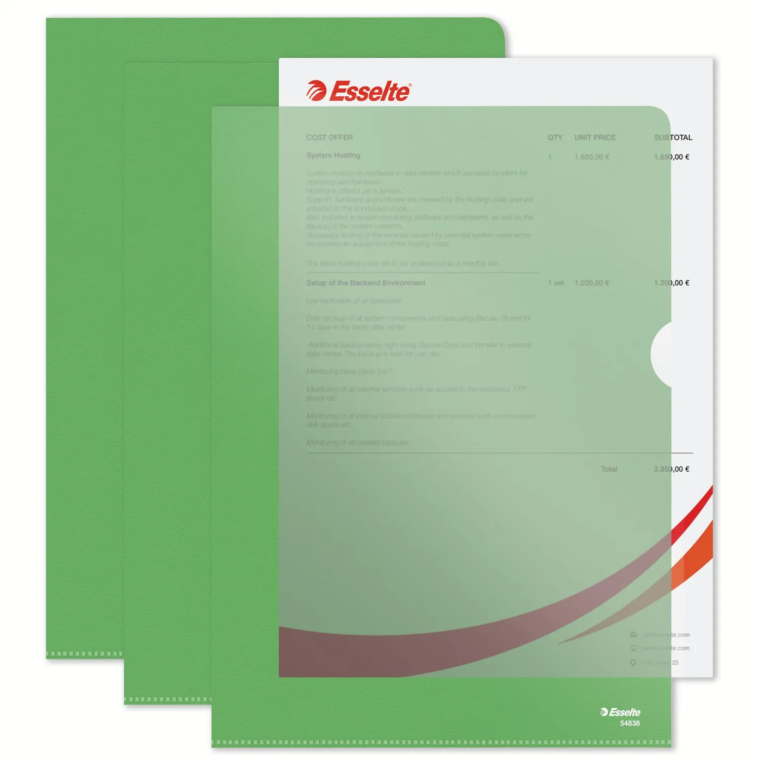 Esselte Deluxe 54834 buste a L A4 100 pezzi rosse antiriflesso