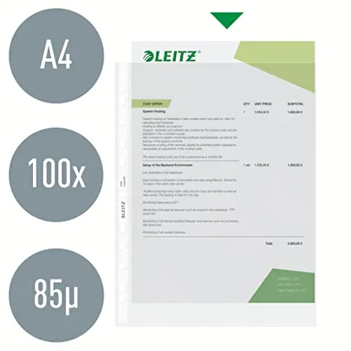 Leitz 47900100 buste forate A4 conf. 100 opache