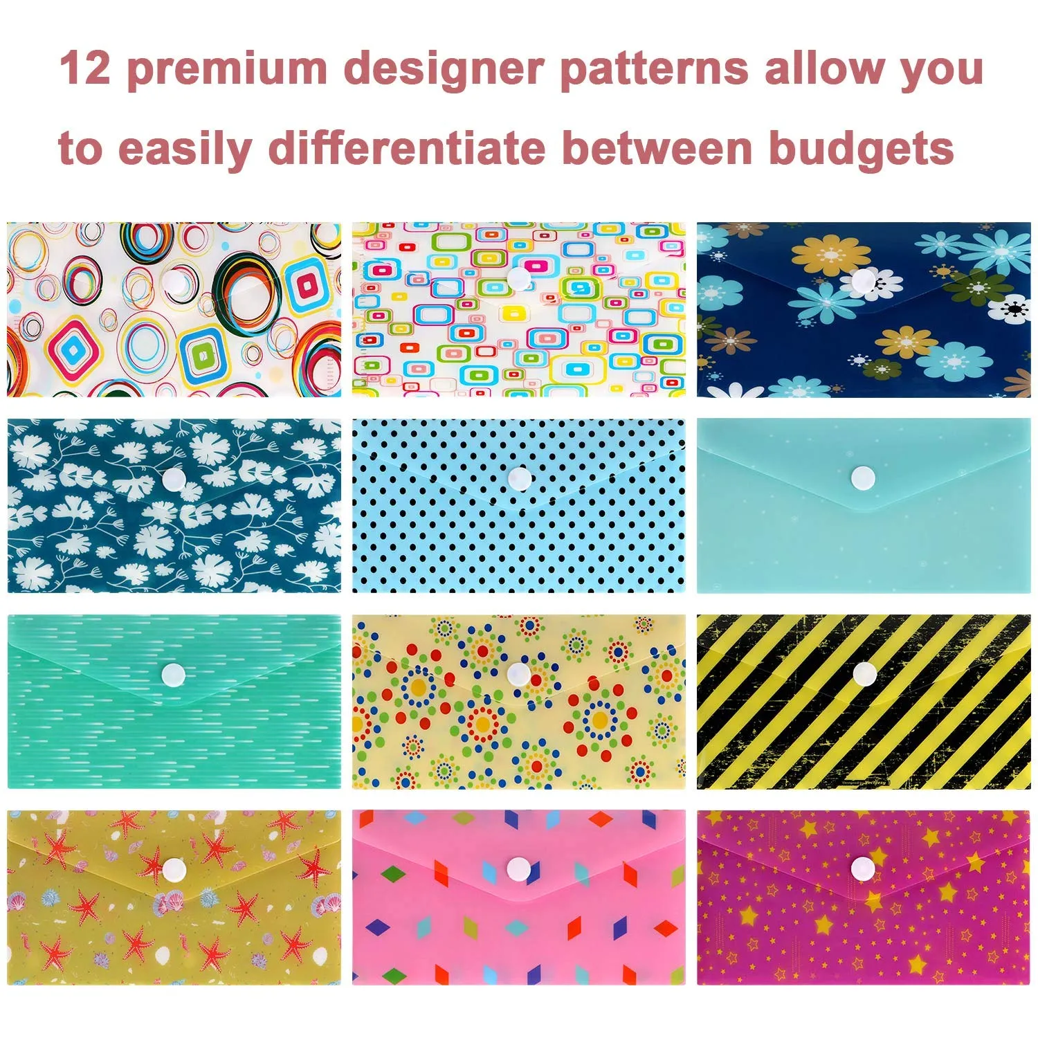 ABClife Buste Denaro Budget 12 Pezzi Colorate Impermeabili