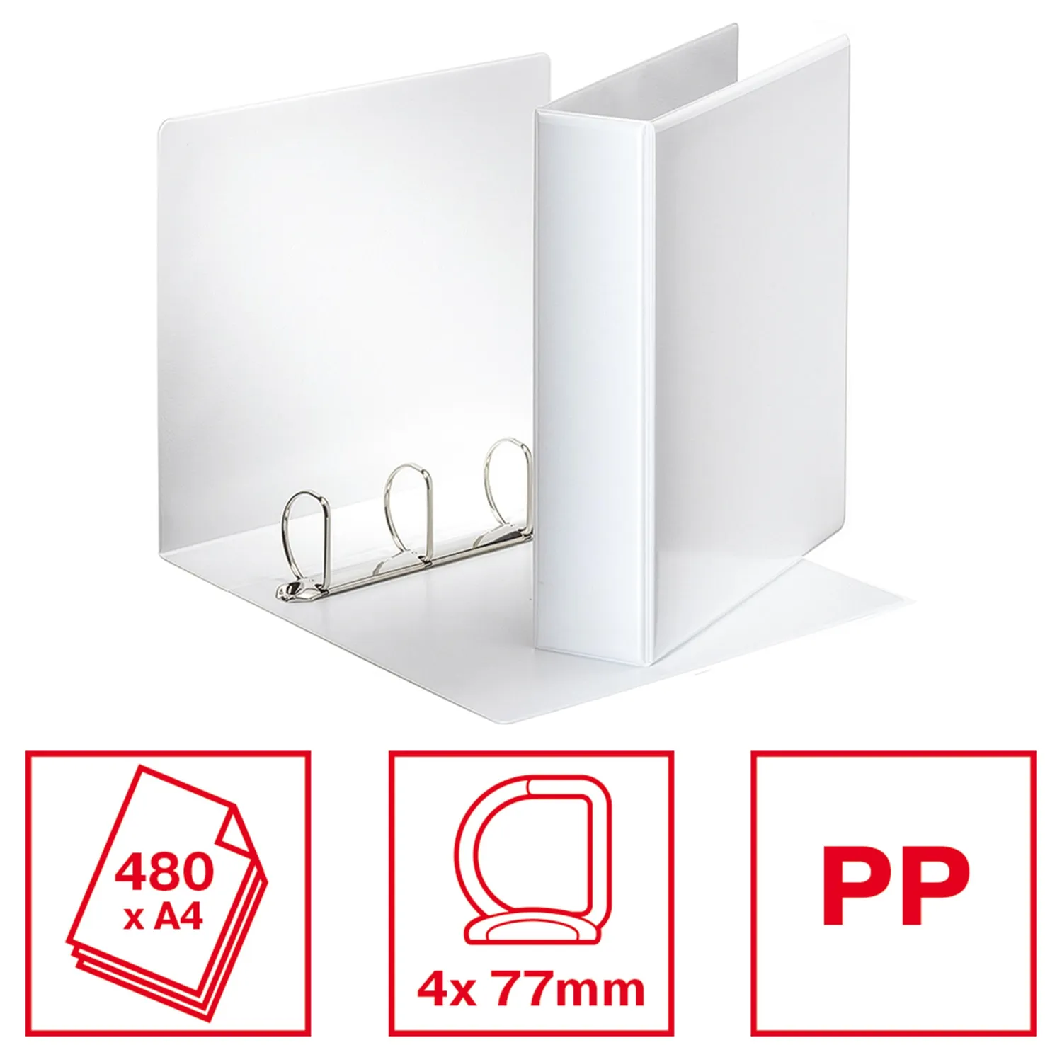 Esselte Essentials 49705 raccoglitore 4 anelli bianco dorso 7,7 cm