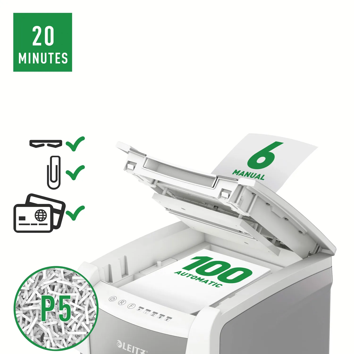 Leitz IQ Autofeed 100 distruggidocumenti P5 automatico 100 fogli