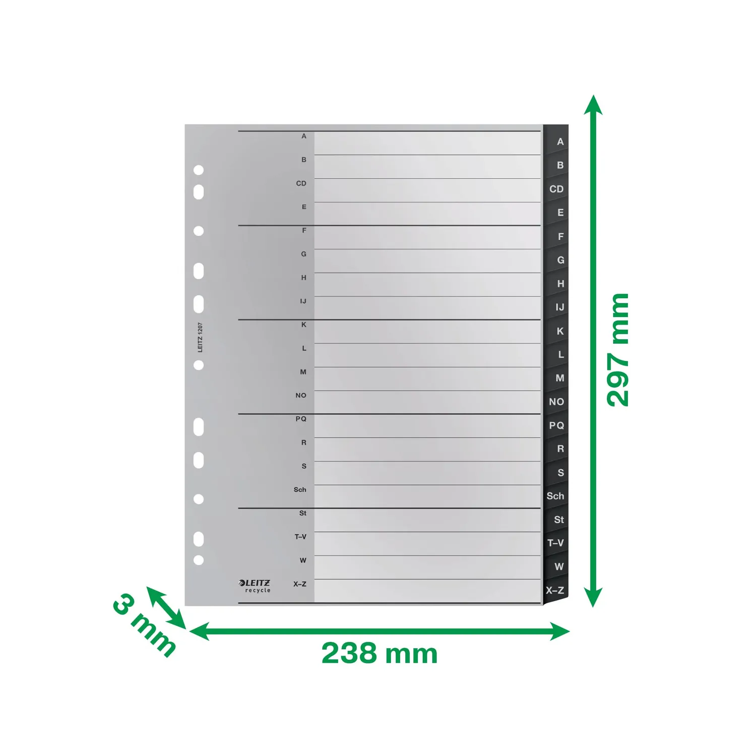 Leitz Recycle 12070000 divisori A-Z International grigio riciclati
