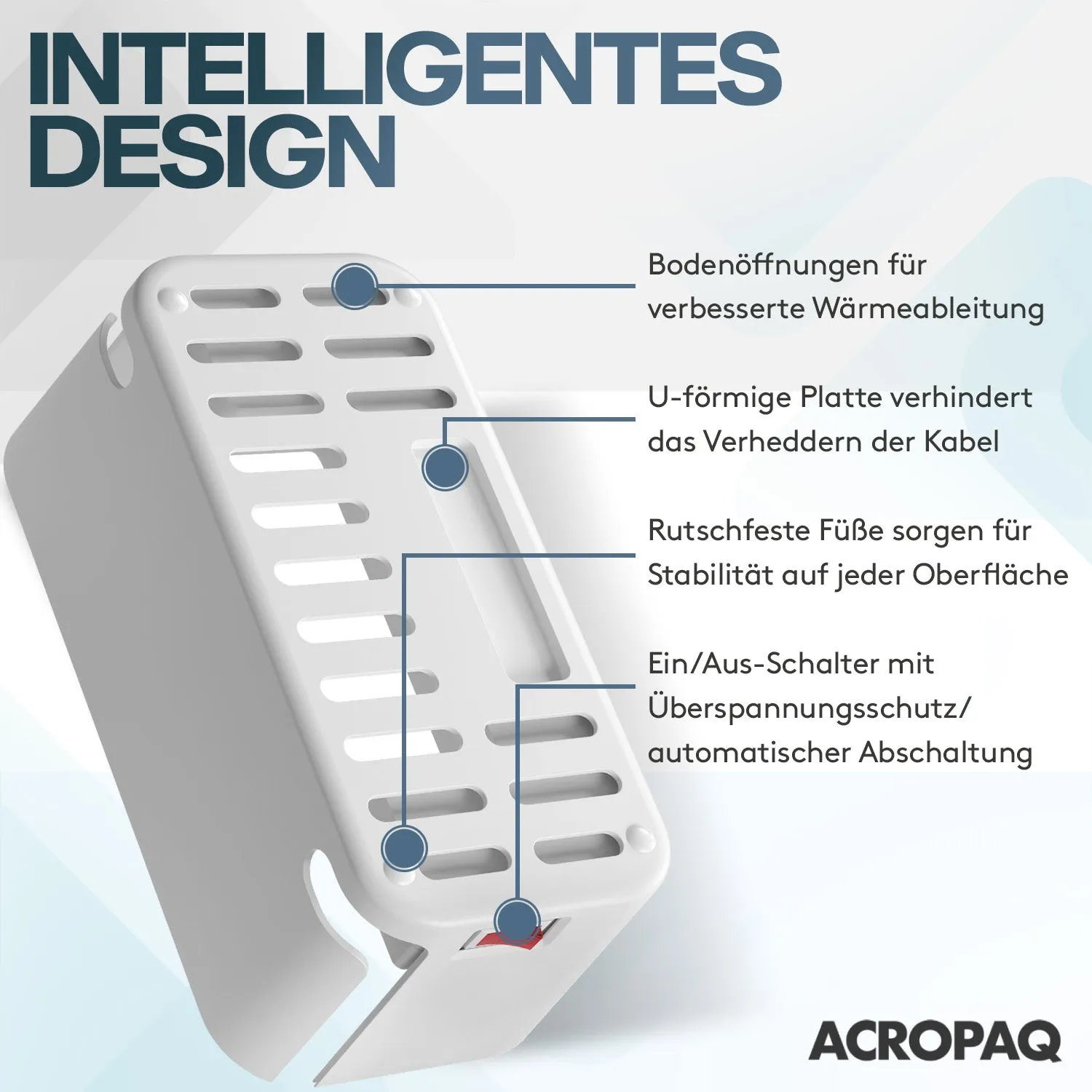 Acropaq multipresa 5 prese + 3 USB QC3.0 Type-C bianca