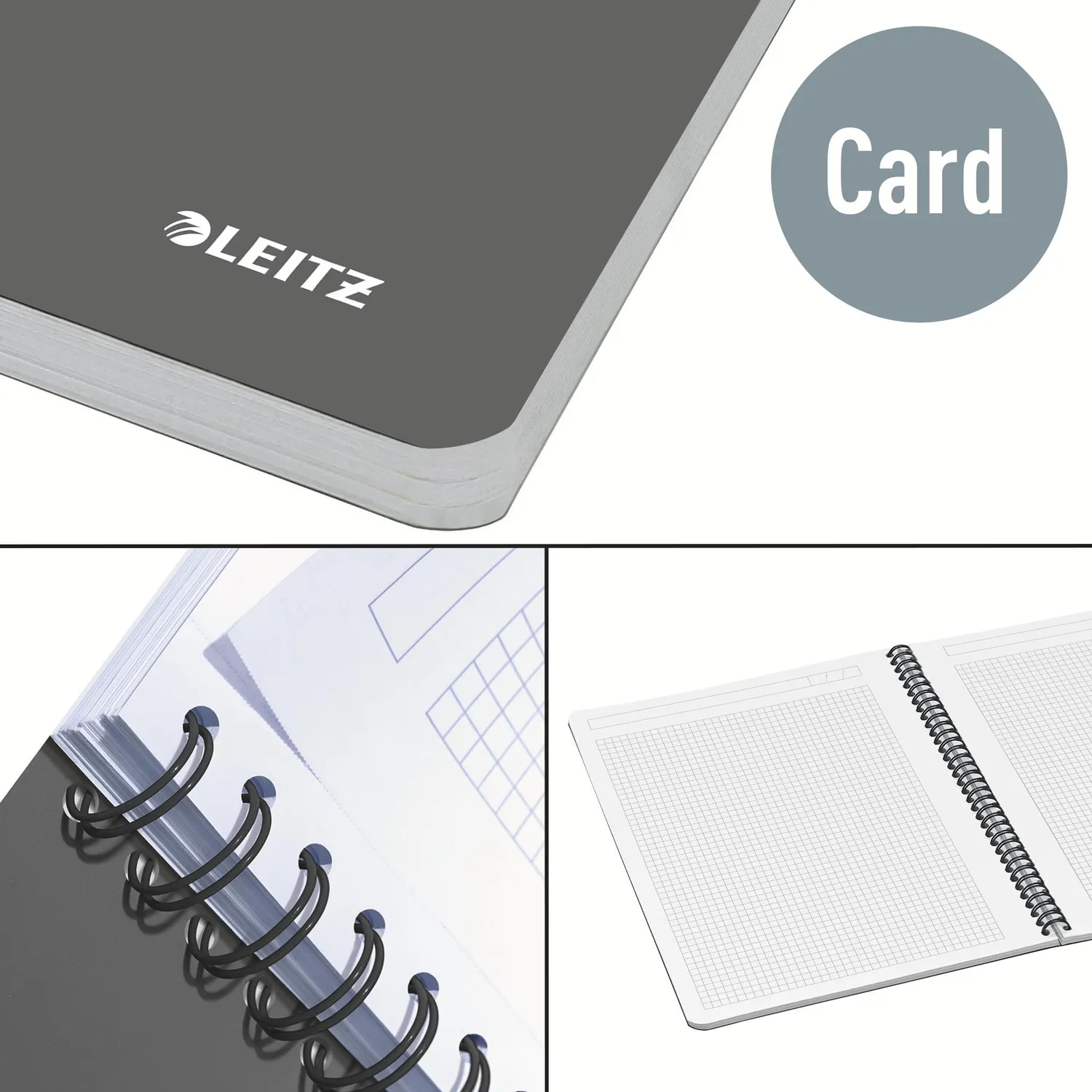 Leitz Office 46471085 quaderno spirale A4 quadretti grigio