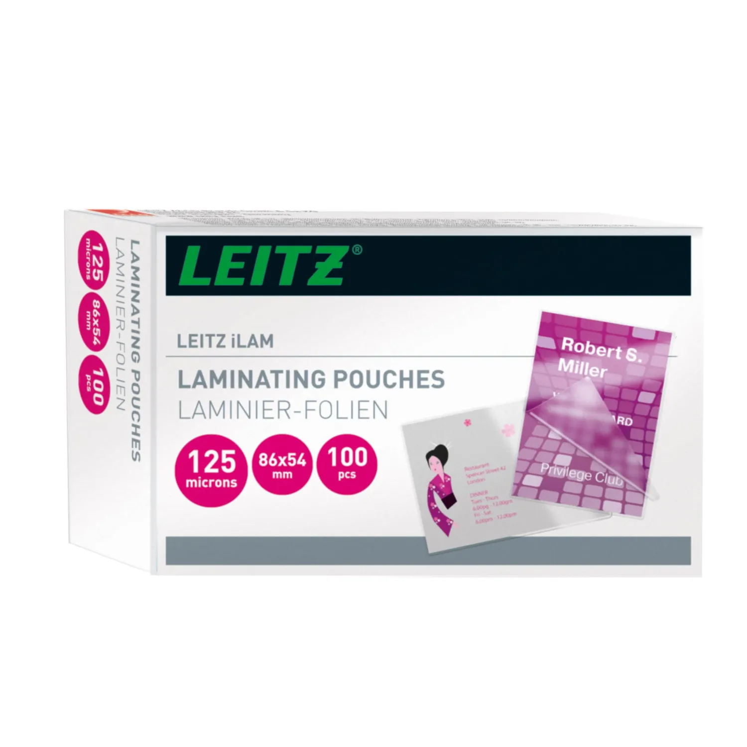 Leitz Pouch Plastificazione 60x90 125 Micron 100 Pezzi