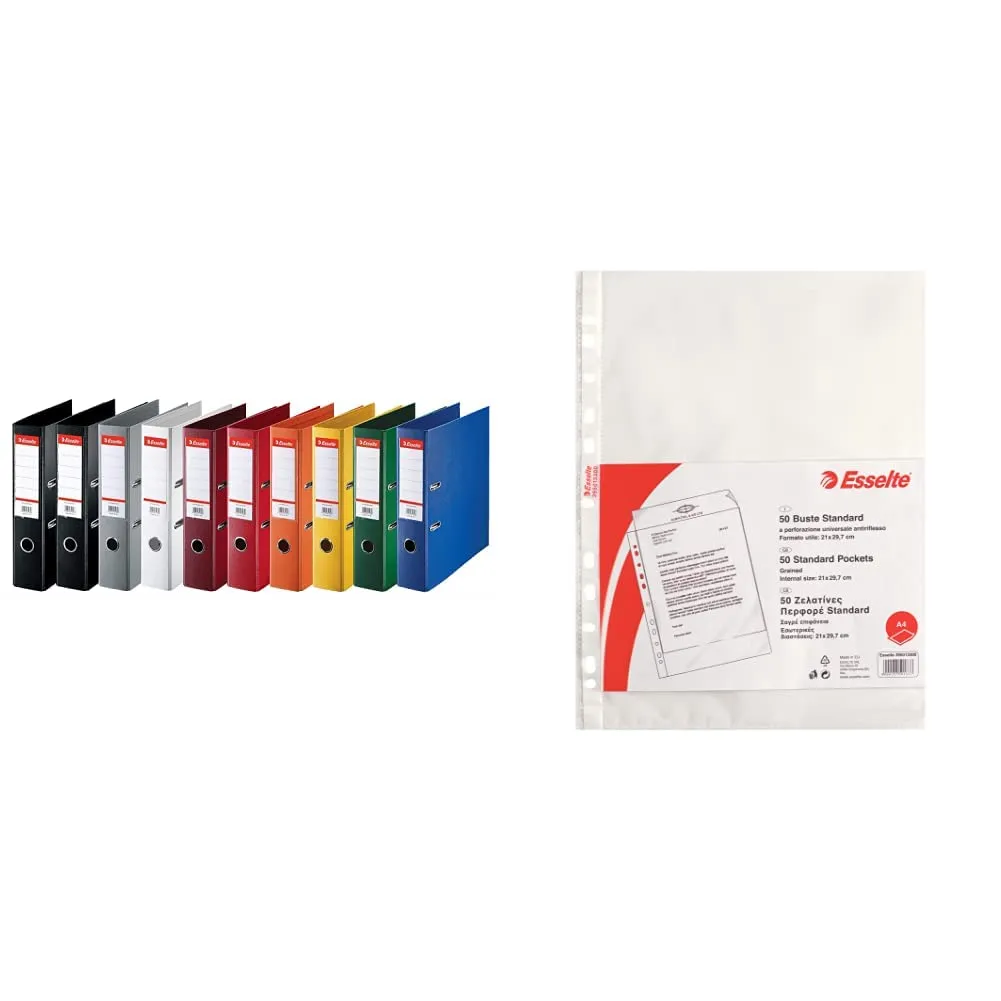 Esselte Raccoglitori a Leva A4 Dorso 75 mm Assortiti 10 Pezzi 550 Fogli