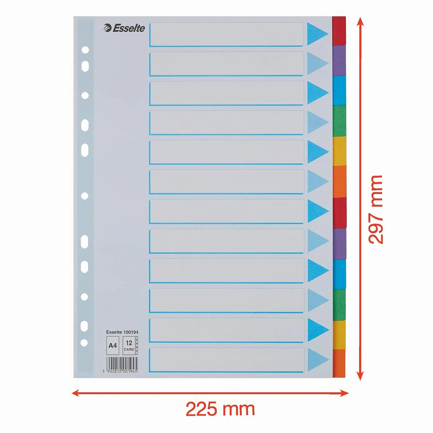Esselte divisori A4 12 tasti multicolore cartoncino 100194