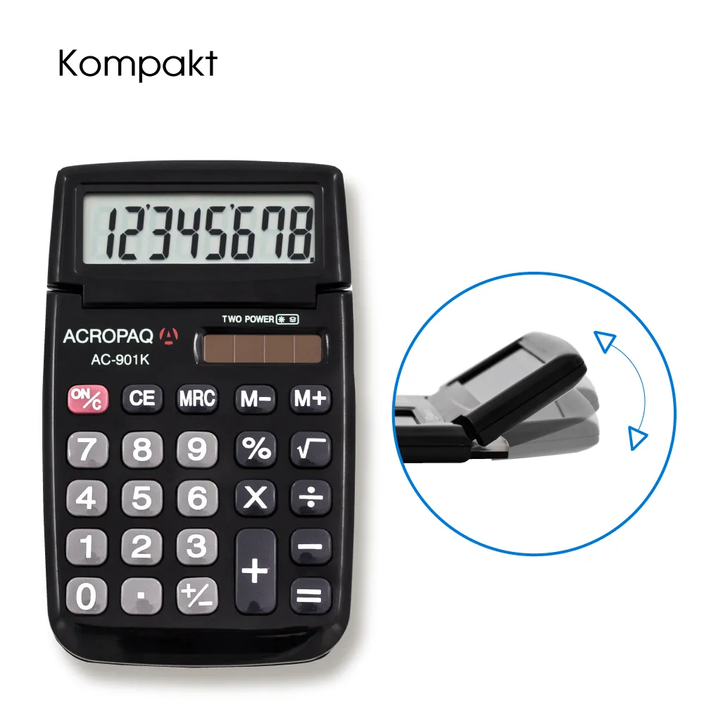 ACROPAQ Calcolatrice 8 Cifre Nero Doppia Alimentazione
