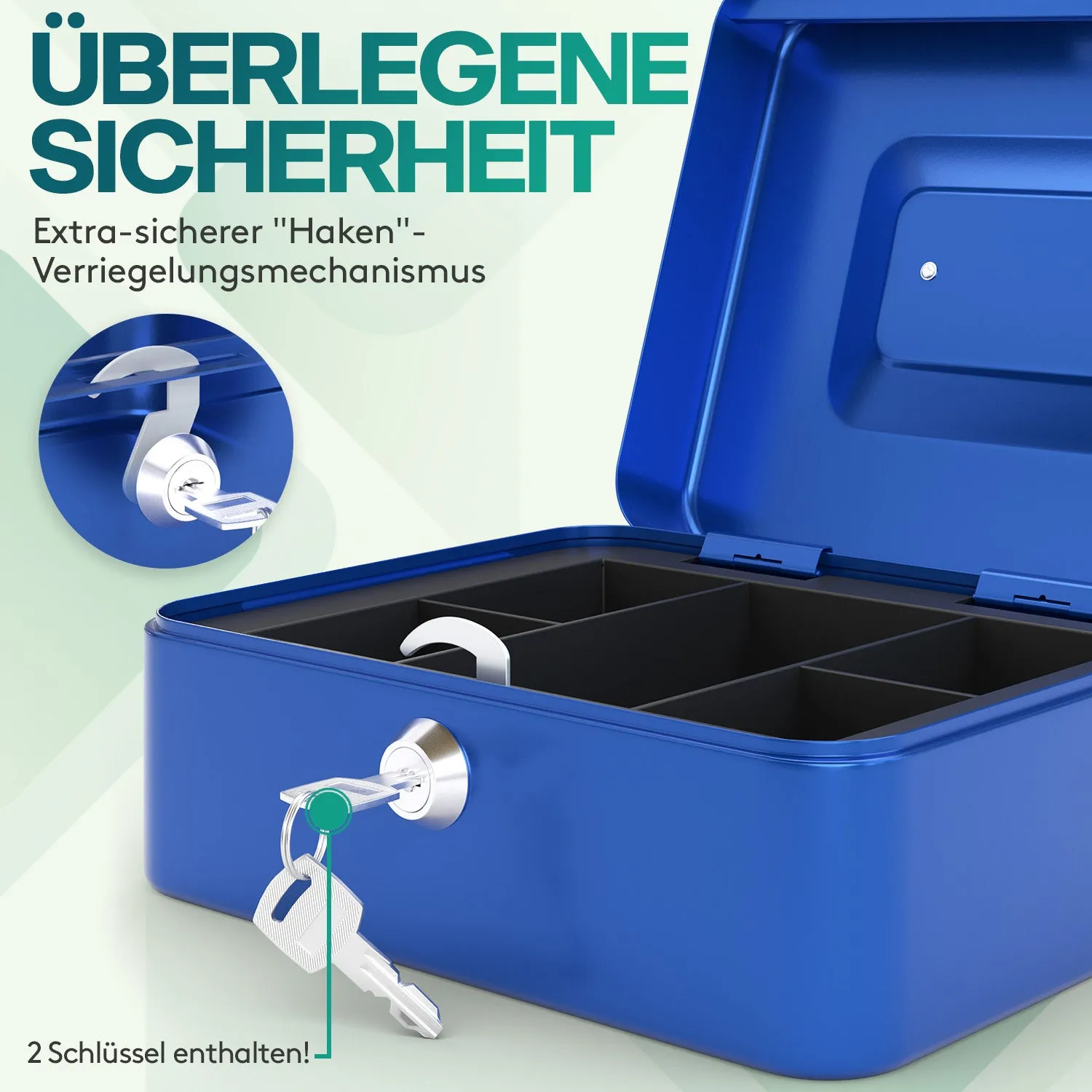 ACROPAQ cassetta portavalori metallo blu 20x16x9 cm