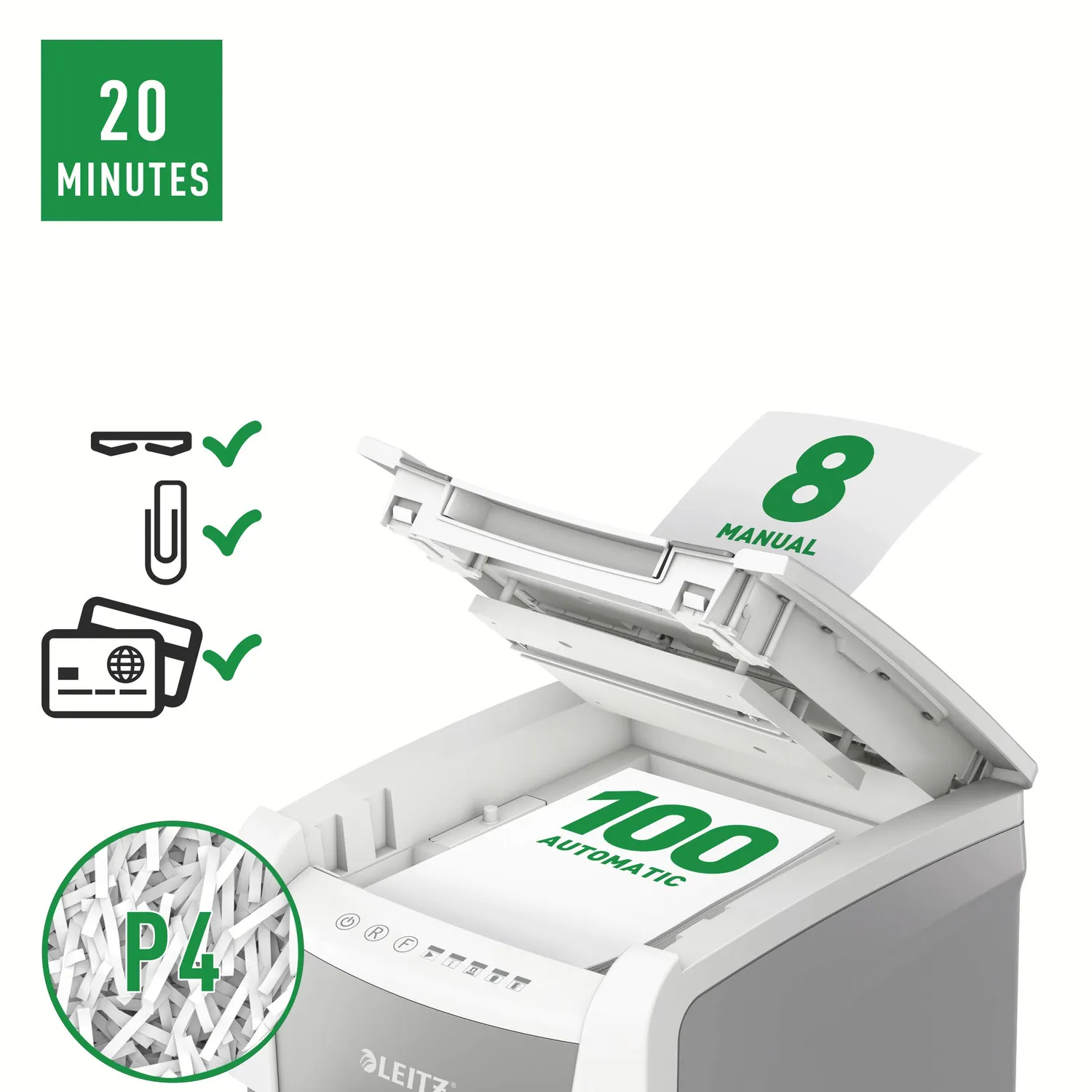 Leitz IQ Autofeed 80112000 distruggidocumenti P4 bianco 100 fogli