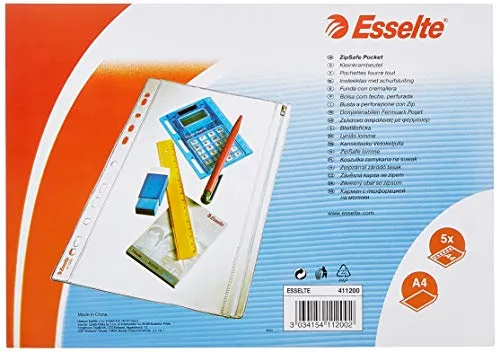 Esselte busta con zip 411200 PVC trasparente da 5