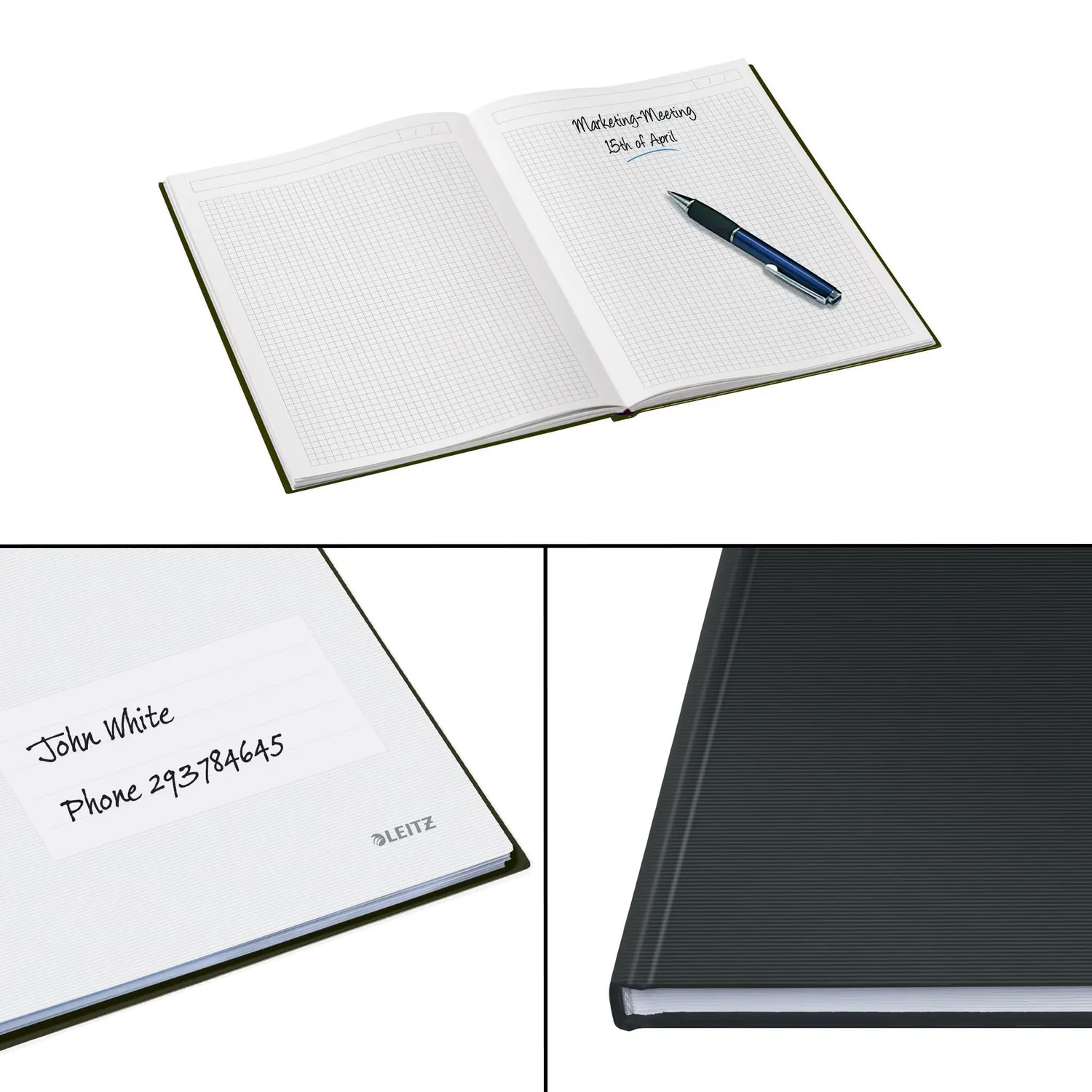 Leitz Solid 46660095 quaderno A5 a quadretti nero copertina rigida