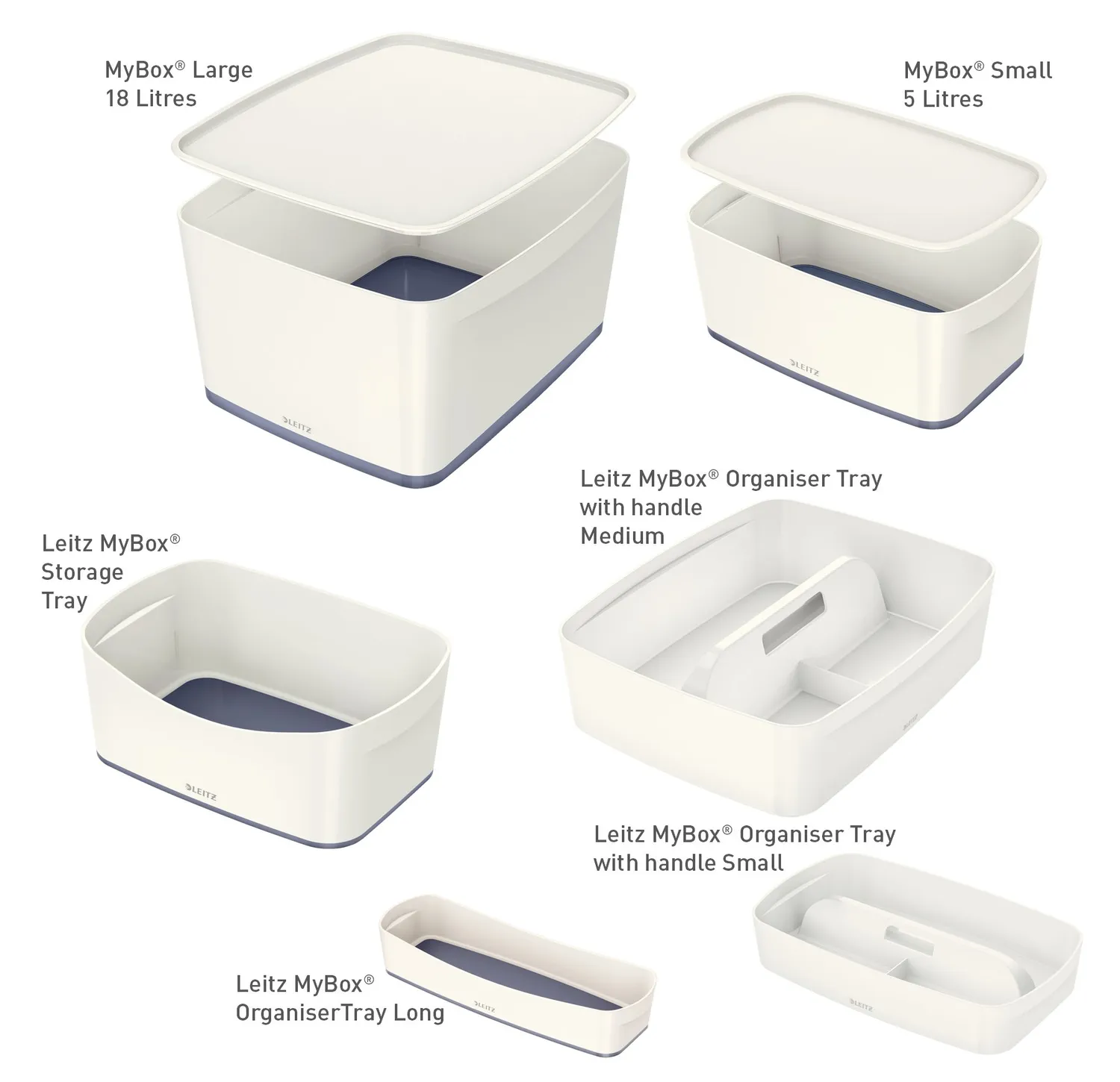 Leitz MyBox Vaschetta Portaoggetti Piccola Bianco Grigio Antiscivolo