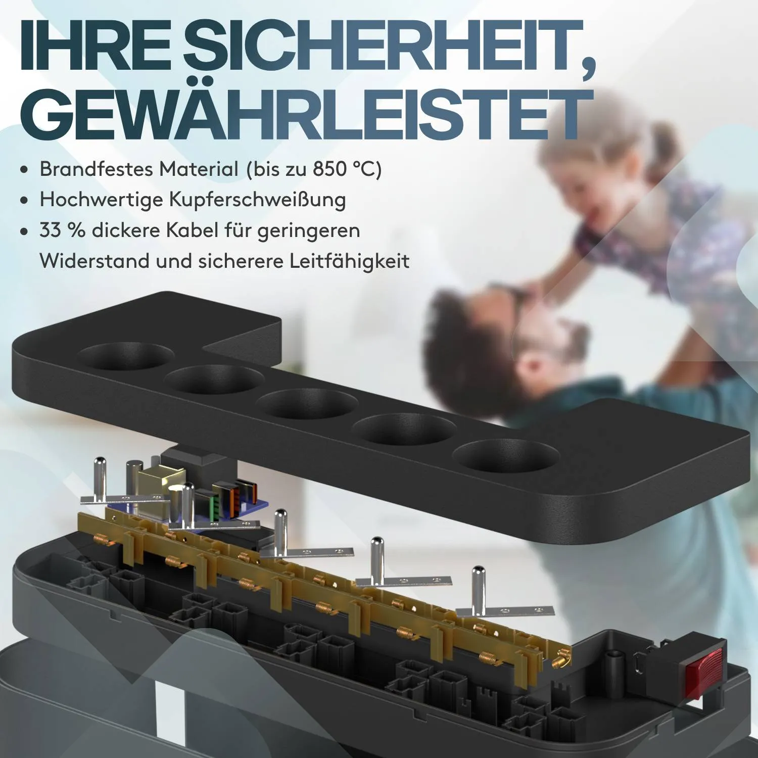 ACROPAQ Ciabatta 5 Prese EU + 3 USB Nera QC 3.0