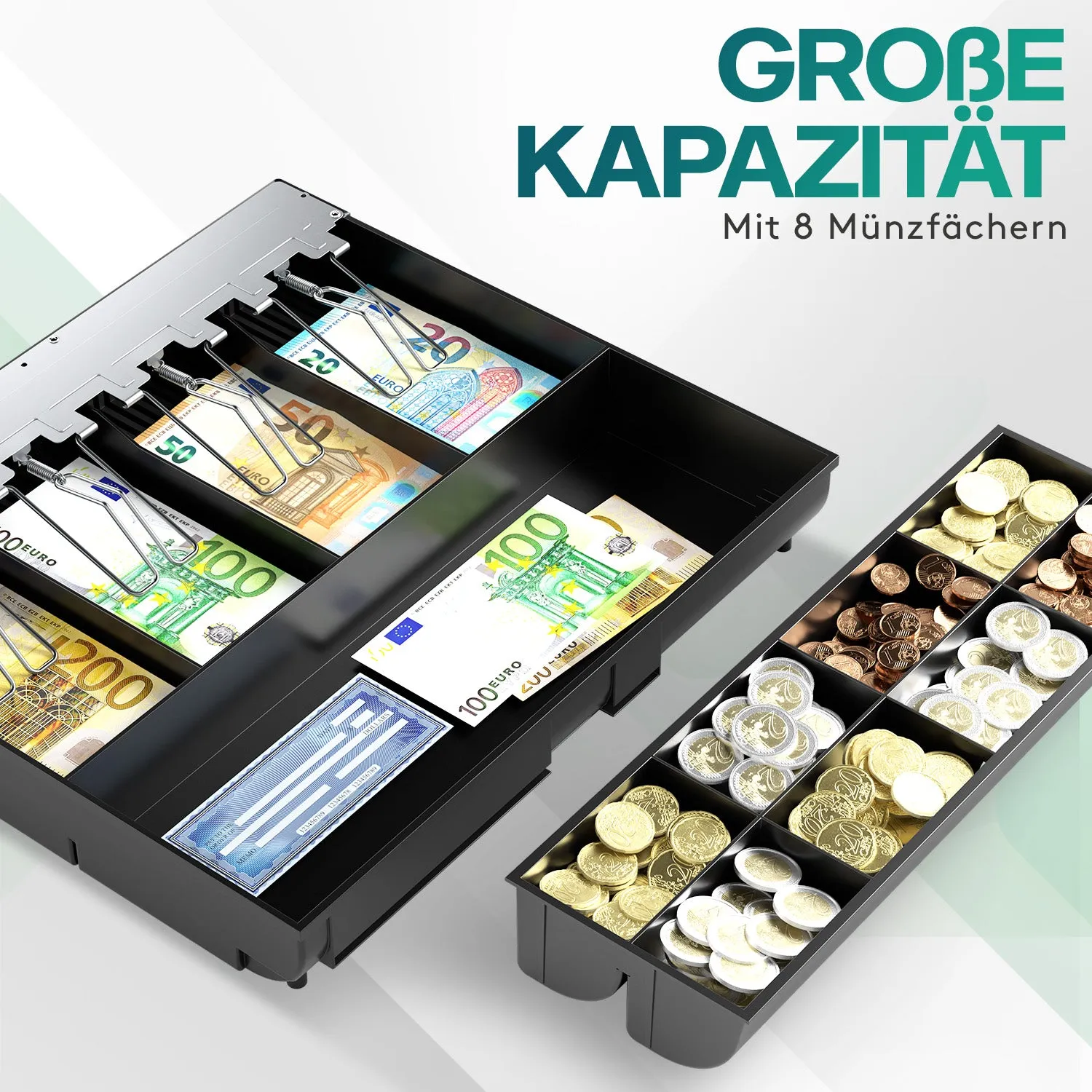 Acropaq vassoio cassetto contanti 8 monete 4 banconote