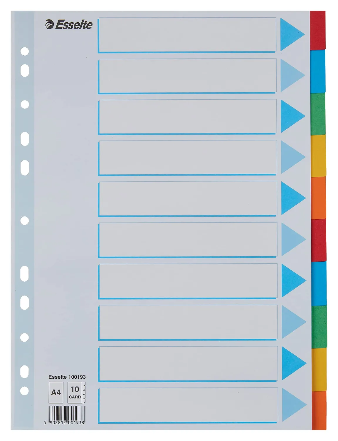 Esselte 100191 divisori A4 5 tasti multicolore riciclati