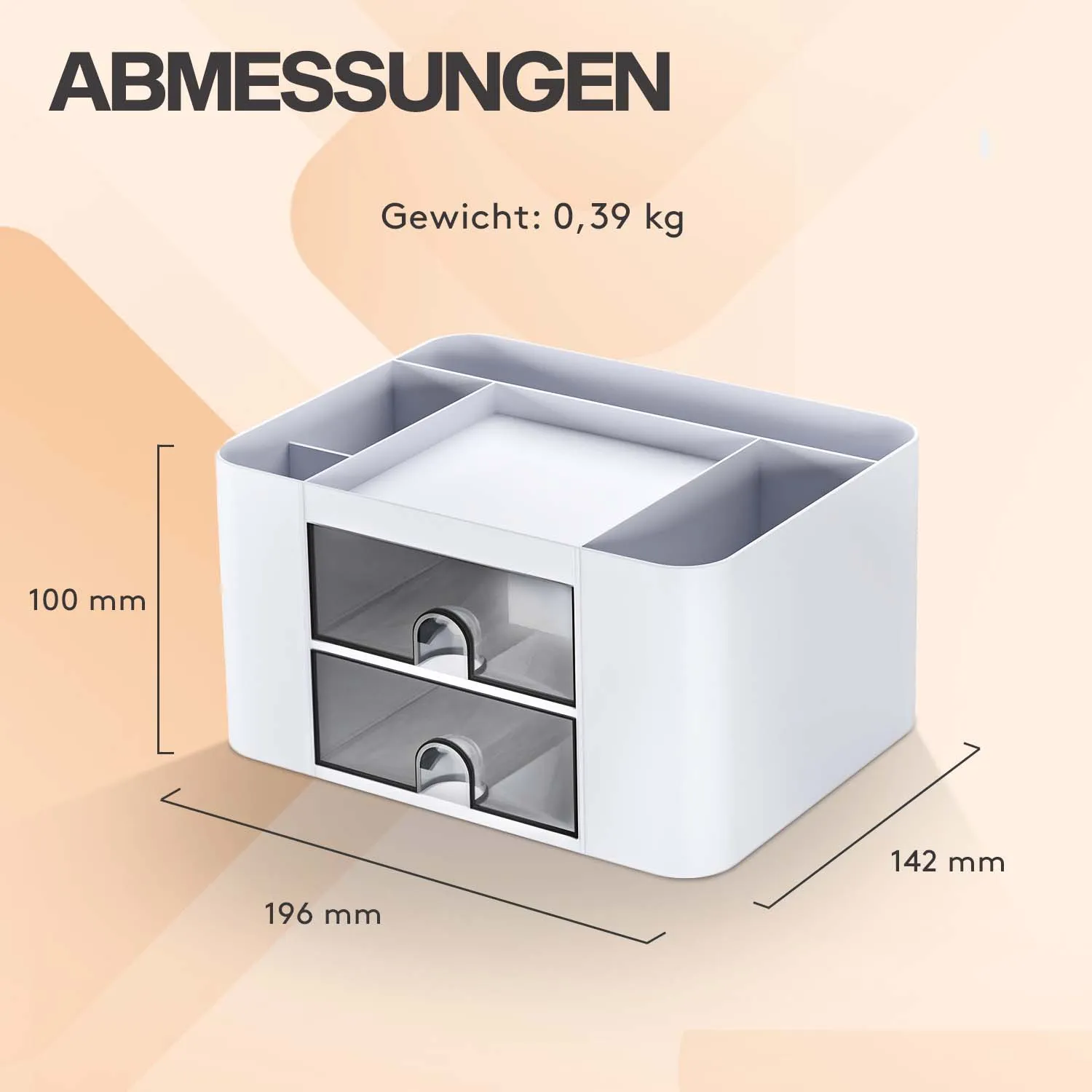 ACROPAQ organizer scrivania 5 scomparti 2 cassetti bianco