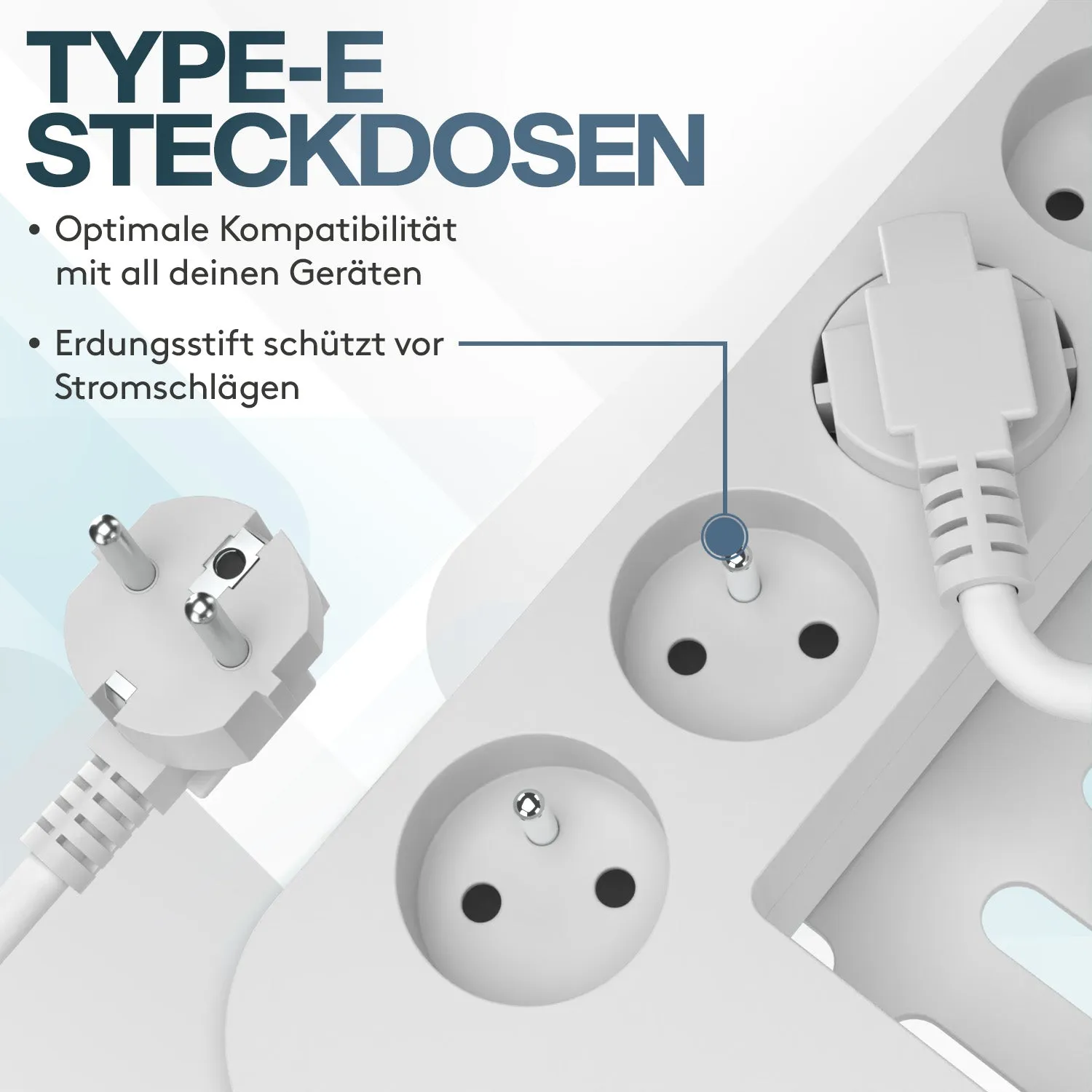 Acropaq multipresa 5 prese + 3 USB QC3.0 Type-C bianca
