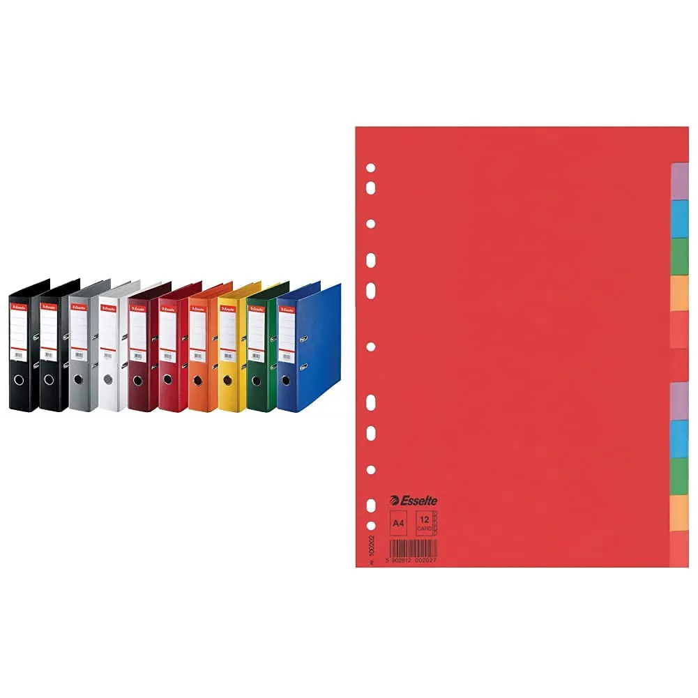 Esselte Raccoglitori a Leva A4 Dorso 75 mm Assortiti 10 Pezzi 550 Fogli