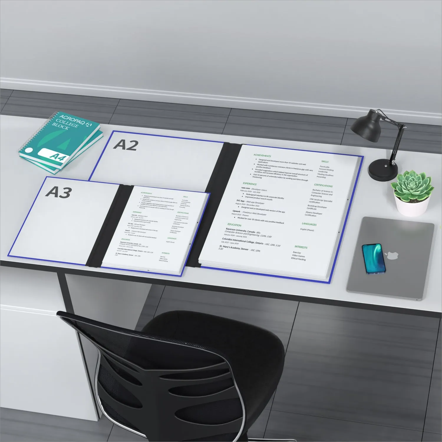 ACROPAQ Cartella Portadisegni A2 52x72 cm Blu Scuro