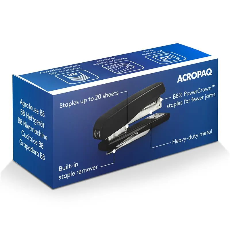 ACROPAQ Cucitrice da Tavolo Nera Metallo 20 Fogli