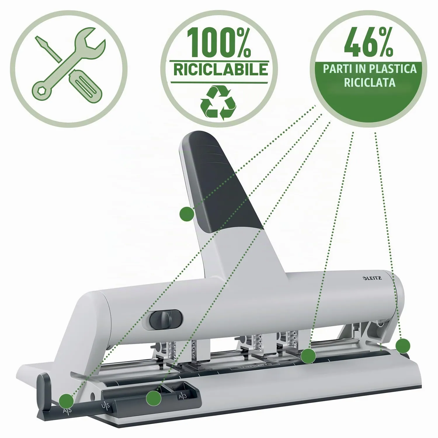 Leitz Akto 51140084 perforatore 4 fori argento 30 fogli