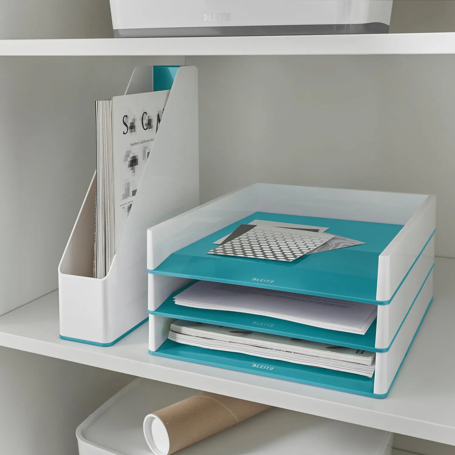 Leitz Ergo WOW Portariviste Dual Color Acquamarina da scrivania