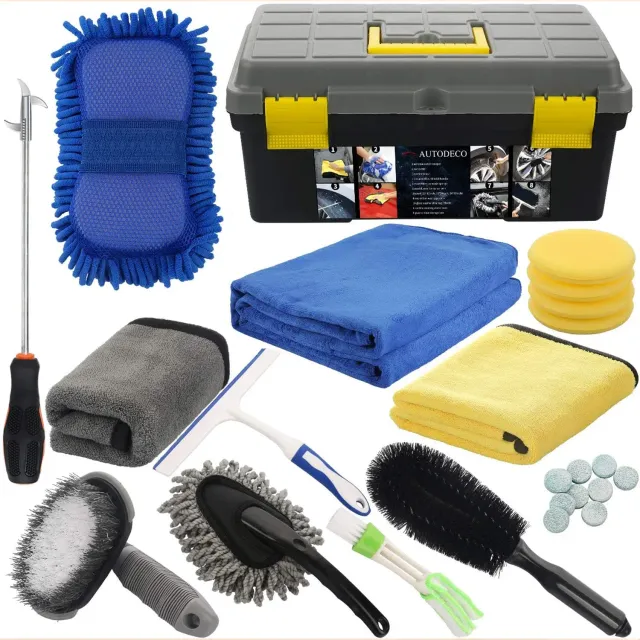ACROPAQ Kit Lavaggio Auto 25 Pezzi con Spazzola Cerchi