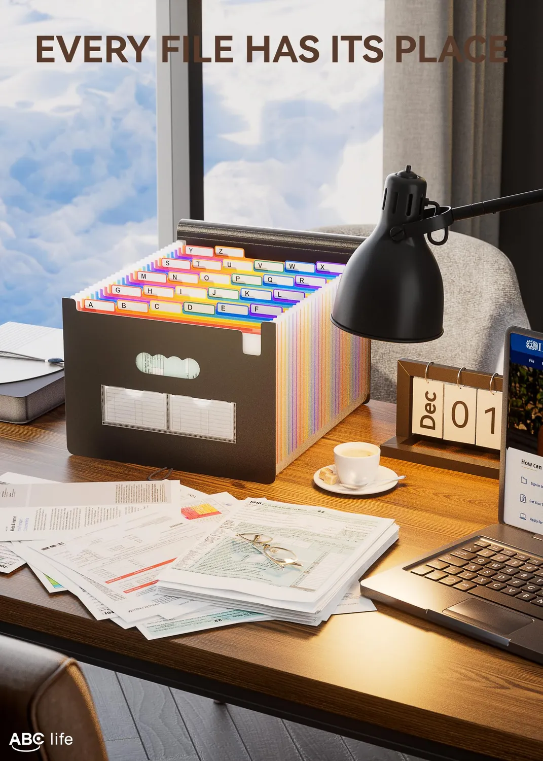 ABClife cartella espandibile A4 26 tasche arcobaleno