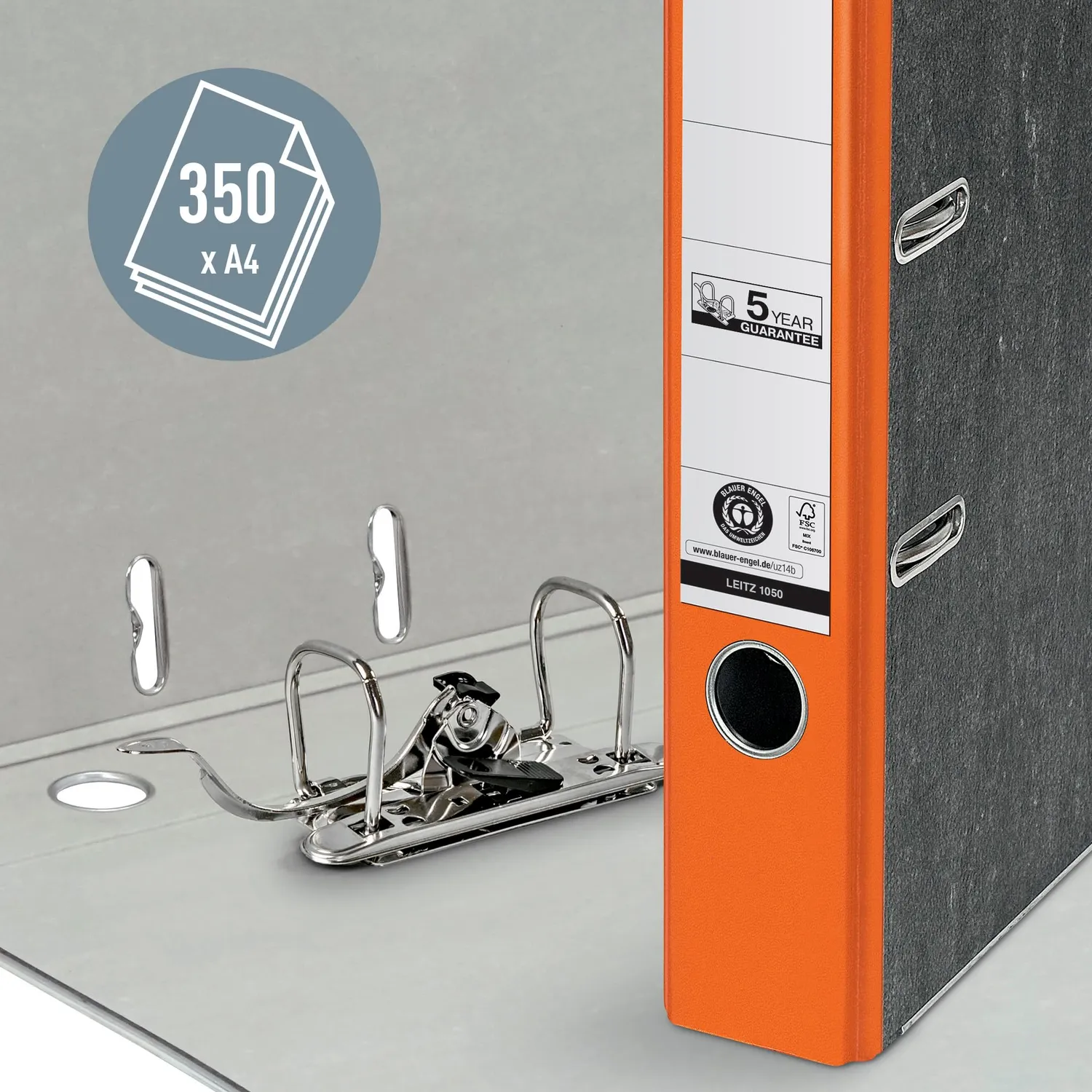 Leitz 180 10505045 registratore a leva arancione sottile 350 fogli