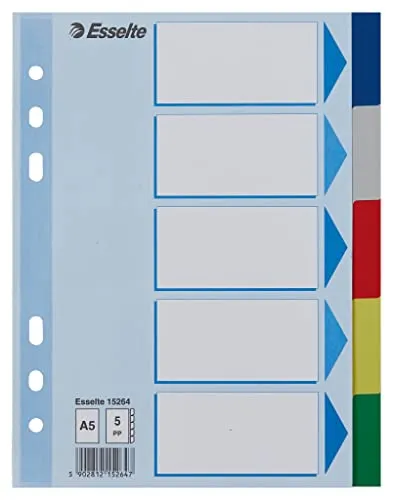 Esselte 15264 Divisori 5 Tasti A5 Multicolore