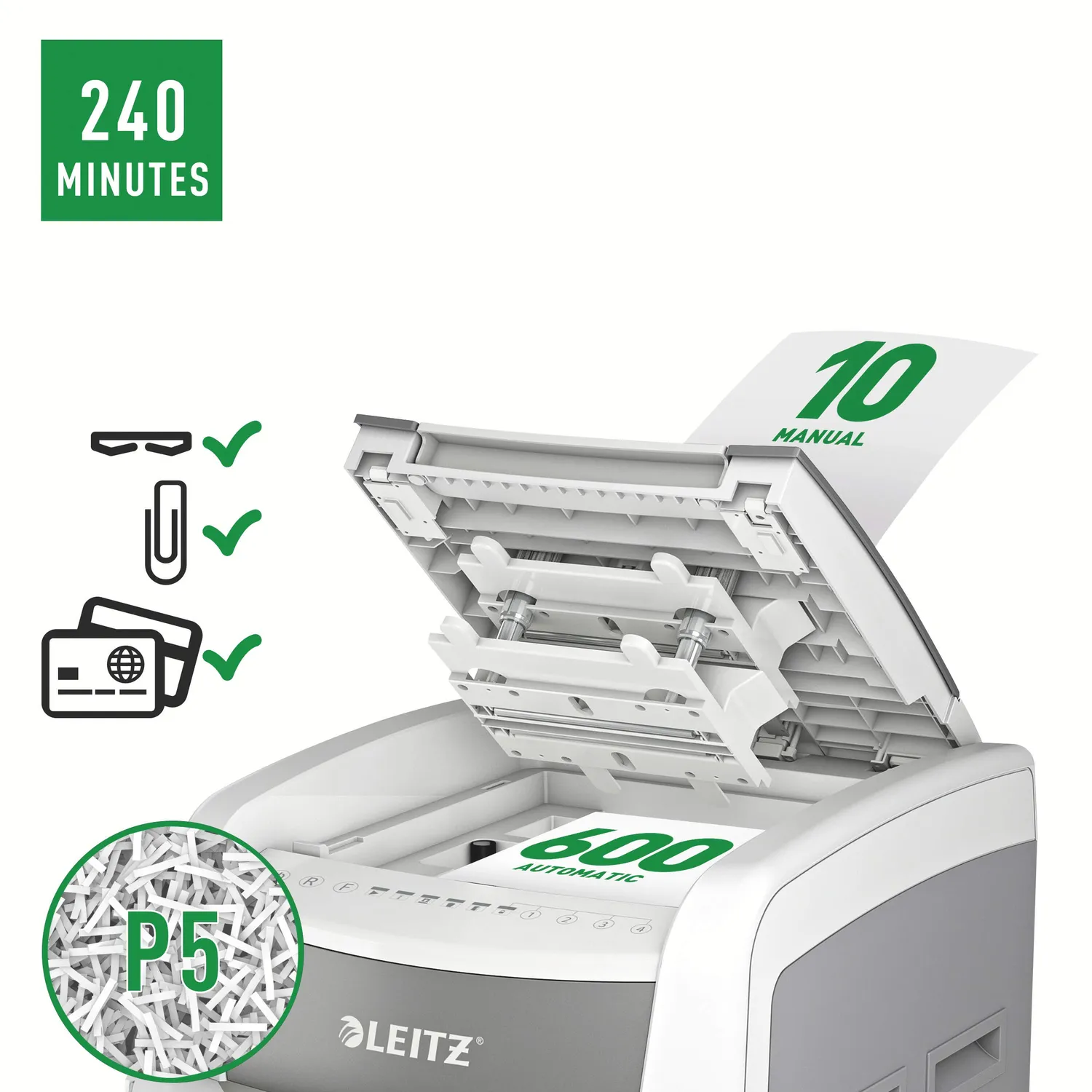 Leitz IQ Autofeed 600 distruggidocumenti automatico P5 600 fogli