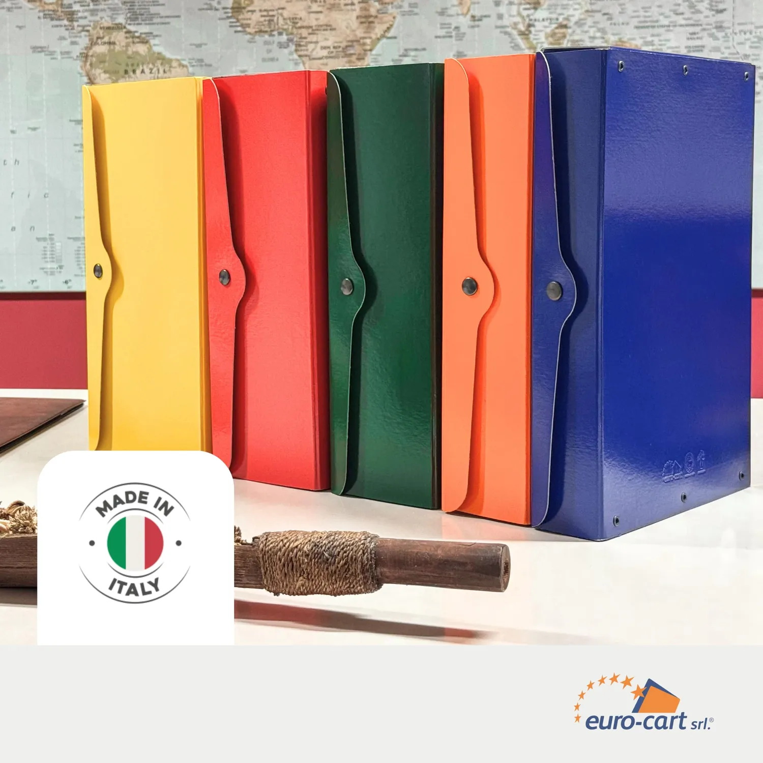 Euro Cart Classic Cartella Bottone Dorso 8 cm Arancione 5 Pezzi