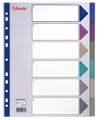 Esselte 20647 intercalari A4 Maxi 6 tasti traslucidi