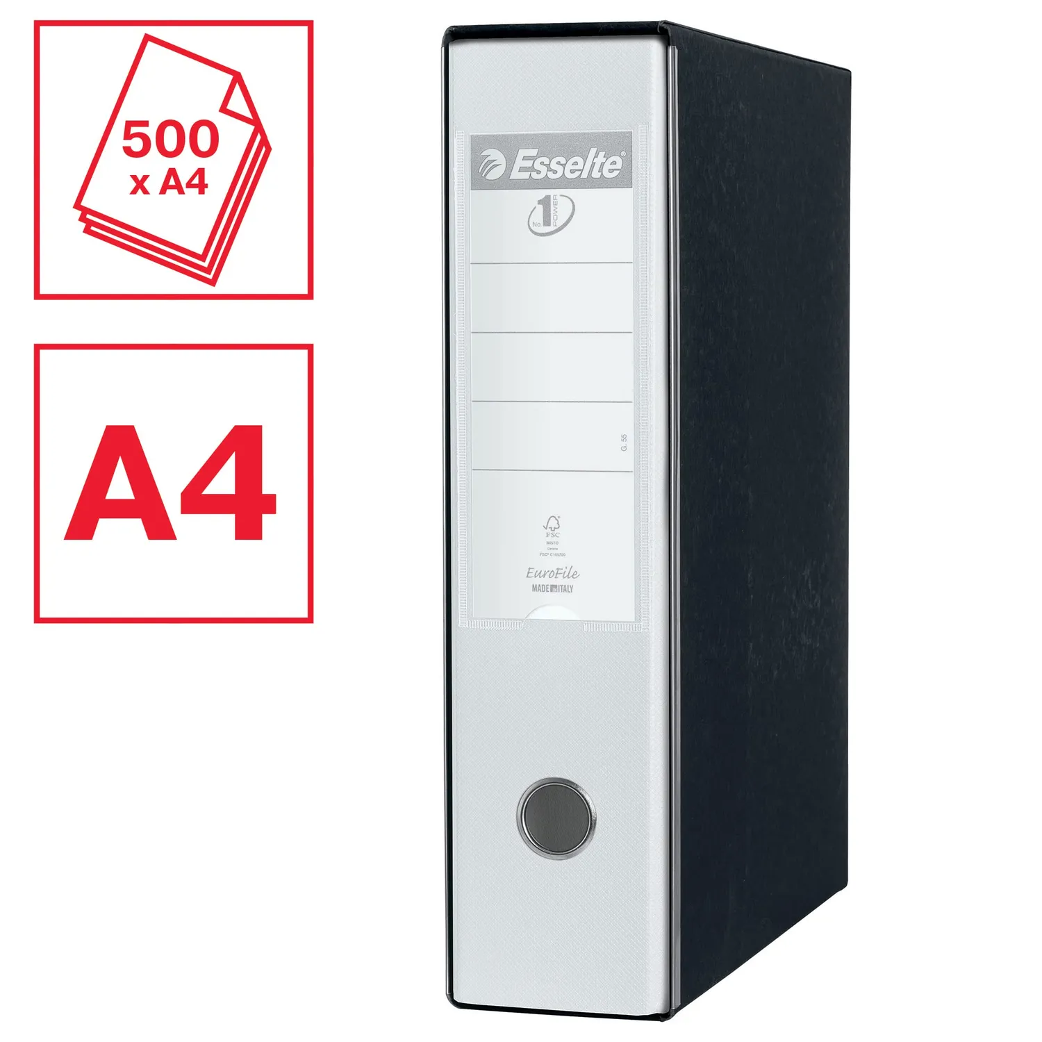 Esselte G55 Eurofile registratore protocollo bianco dorso 8 cm 500 fogli