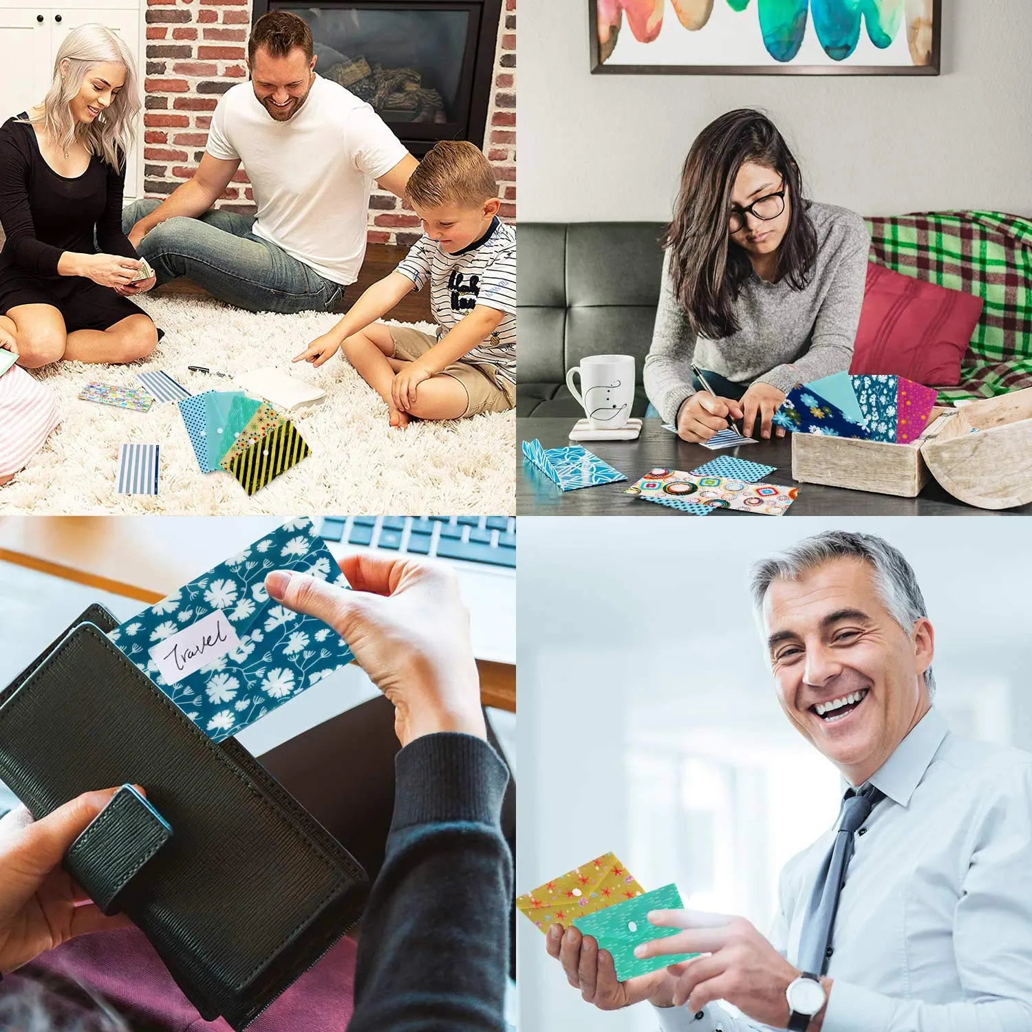 ABClife Buste Denaro Budget 12 Pezzi Colorate Impermeabili