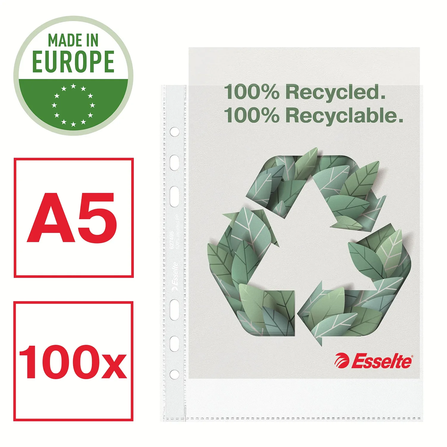 Esselte Office 627495 Buste Perforate A5 100 pz Antiriflesso