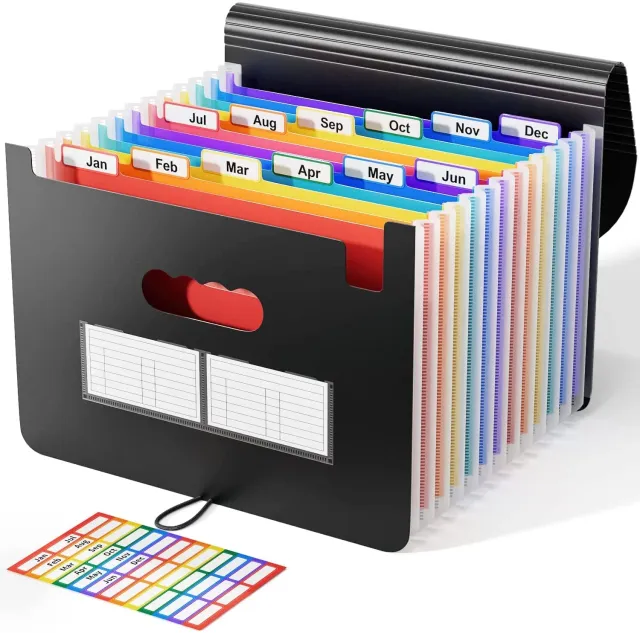 ABClife Portadocumenti A4 Fisarmonica 12 tasche multicolore coperchio