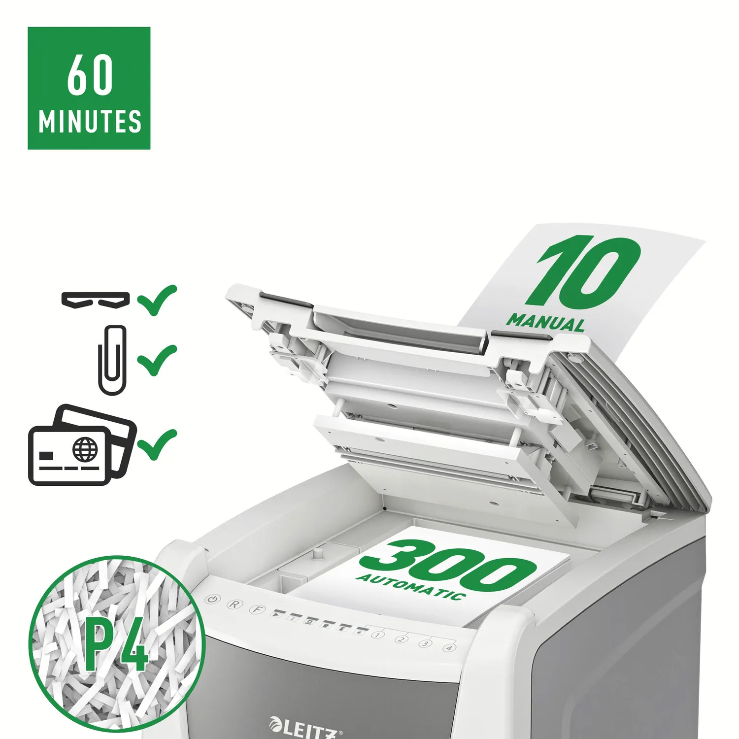 Leitz IQ Autofeed 300 distruggidocumenti automatico P4