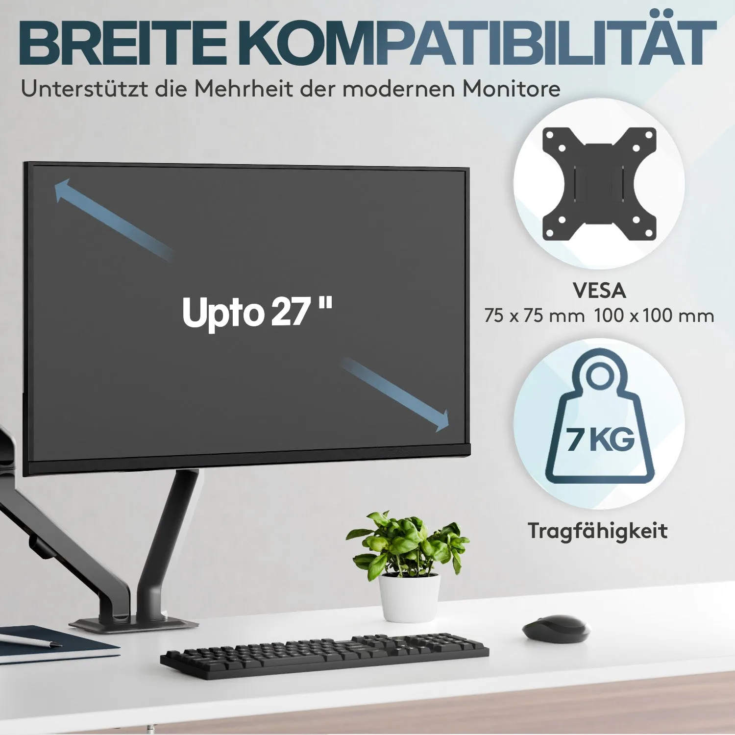 ACROPAQ Supporto Monitor Doppio 17-27 Pollici Molla