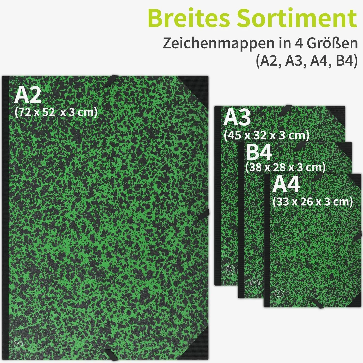 ACROPAQ Cartella portadisegni A3 32x45 cm verde nastri