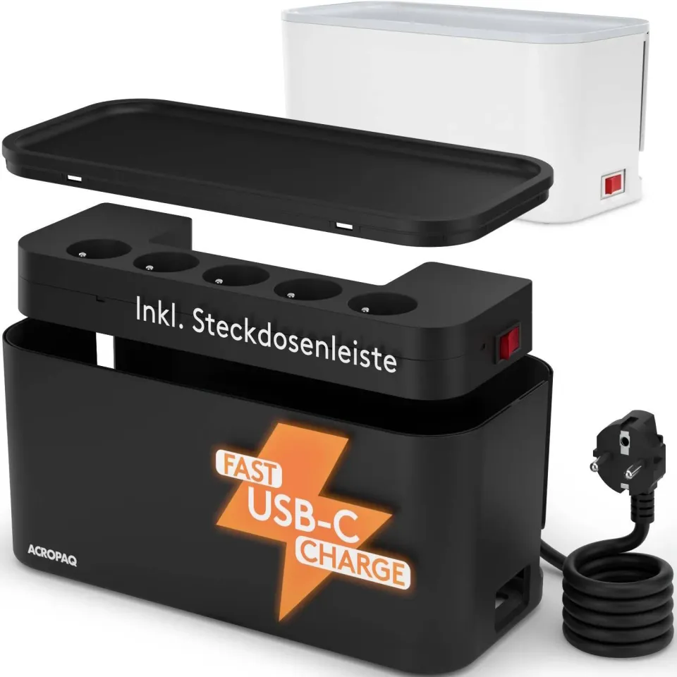 ACROPAQ Ciabatta multipresa 5 prese+3 USB nera QC 3.0