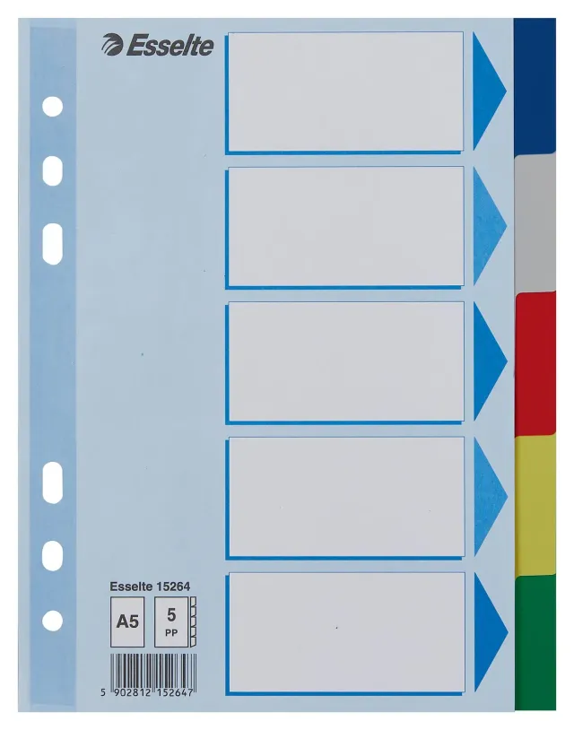 Esselte 15264 Divisori 5 Tasti A5 Multicolore