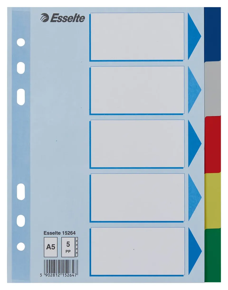 Esselte 15264 Divisori 5 Tasti A5 Multicolore