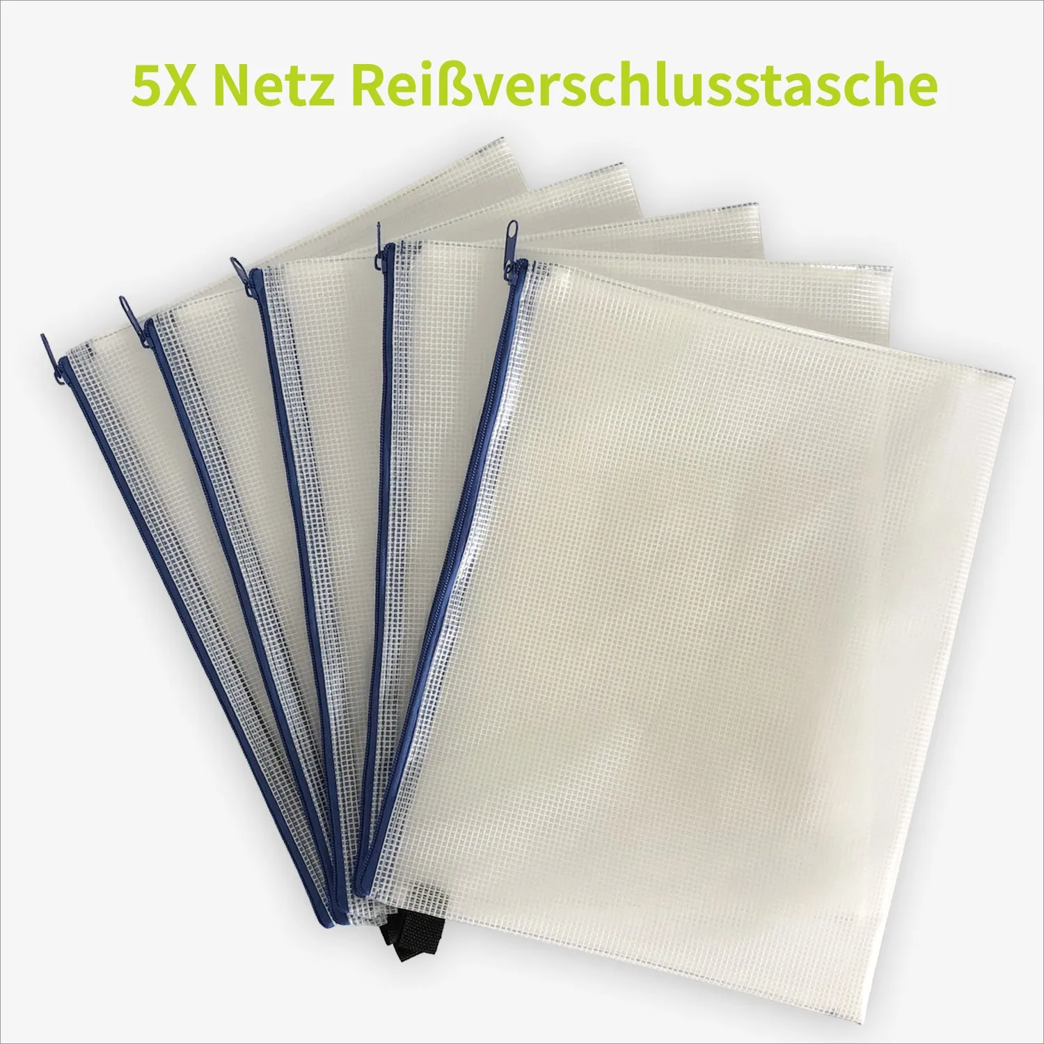 ACROPAQ Buste portadocumenti zip 27x36 blu 5 pezzi